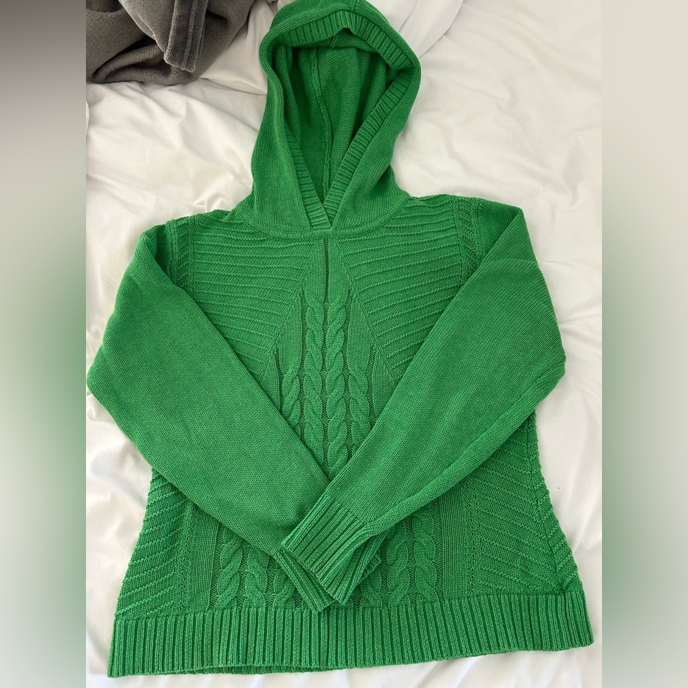 Cabi cableknit hoodie sweater- size small